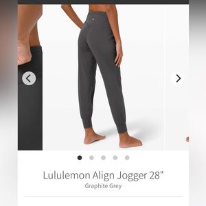 Lululemon Align Jogger 28"
Graphite Grey. Size 4. EUC